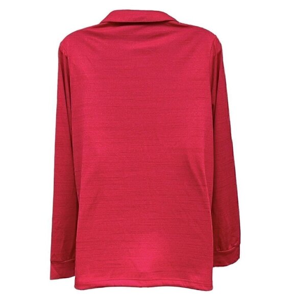 VTG 80s The White House Embroidered Red Popover Two Button Up Top Women’s M - Picture 6 of 9